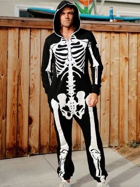 Tipsy Elves Skeleton Hooded Costume Jumpsuit Size M Unisex NWT **W/small flaw